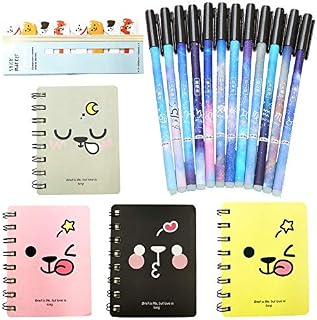 DUGYIRS 12 Pieces Erasable Gel Pens Fine Point Mistakes Disappearance Pen with 4 Pieces Small Notebooks and 1 Dog Sticky Note for Drawing Writing Planner Crossword Puzzle
