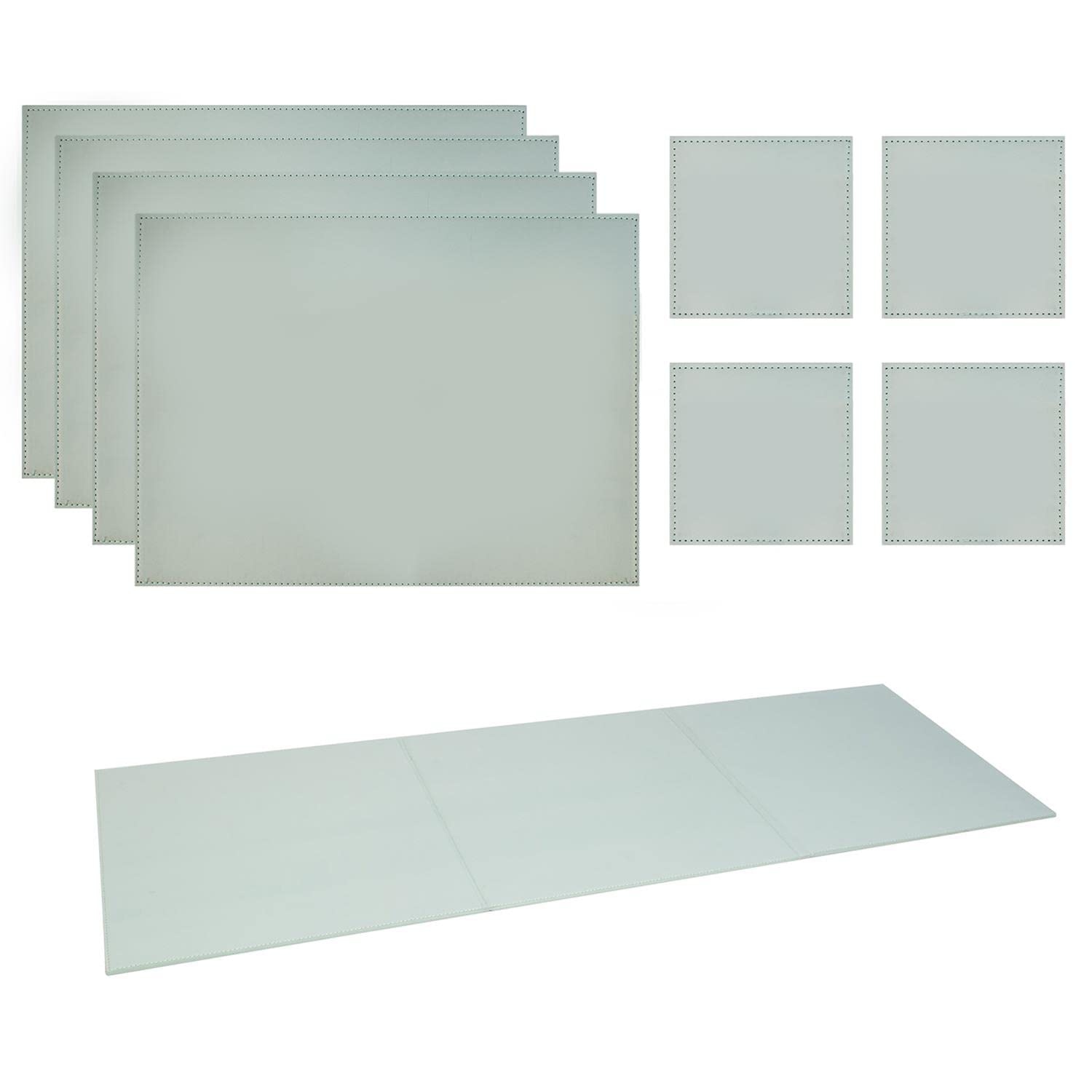 Yöl 4 Placemats + 4 Coasters + Table Runner Reversible Placemats Table Runner Coasters Set Two Tone Grey Sage Green Dinner Plate Food Surface Protectors