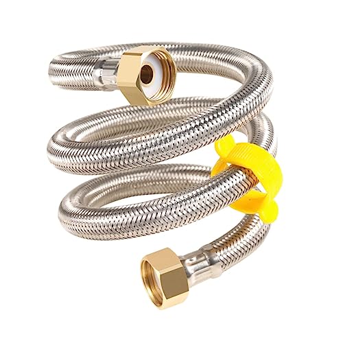 Qrity 2 Pieces G 1/2" x G 1/2" Stainless Steel Braided Hose Flexible Water Plumbing Pipe for Bathroom Toilet Taps Kitchen Sink Water Inlet Hoses