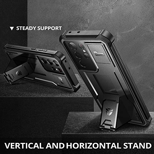 Image of Dexnor for Samsung Galaxy S21 Ultra Case, [Built in Screen Protector and Kickstand] Heavy Duty Military Grade Protection Shockproof Protective Cover for Samsung Galaxy S21 Ultra 5G, 6.8 inch Black