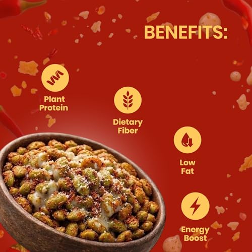 Image of Livyor Crunch Roasted Edamame Beans 500g | Spicy Cheese Flavour | Roasted not fried | Plant based healthy snack | High Protein Snack | Gluten Free | Vegan | High In fibre