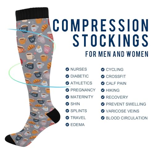 Image of Pigsaly Ceramic Mugs Coffee Cups Womens Knee High Socks Love Compression Socks Athletic Tube Sock Outdoor Sport Socks