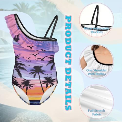 Image of Girls Swimsuit One Piece Ruffle Swimsuit Non-Slip Straps UPF 50+ for Girls Size 3-14 Years