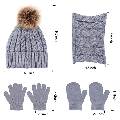 Hicdaw 6Pcs Toddler Winter Hats Baby Mittens Gloves Neck Warmer Baby Winter Hat Kids Winter Hat Gloves Scarf Set For Boy Girl #TOP2