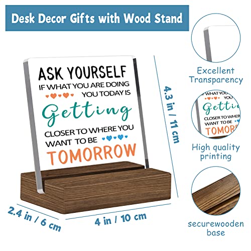 Funny Clear Desk Decorative Sign With Wood Stand, Inspirational Home Bedroom Office Positive Keepsake Plaque Sign For Best Friends, Women, Coworkers, Birthday Encouragement Gifts #TOP1