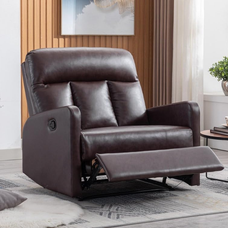 Image of Torque - James 1 Seater Leatherette Manual Recliner | Recliner Sofa /Chair for Living Room, Bedroom, Office (Brown) | 1 Year Warranty