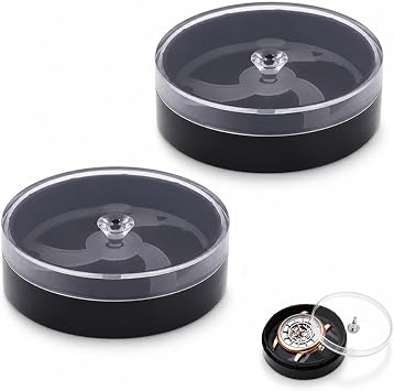 2Pcs Portable Watch Storage Box, Watch Holder & Watch Movement Case, Dustproof & Scratch-Resistant Travel Watch Case For Dials, Repair Tools & Small Parts   Compact Watch Box Organiser For Collectors