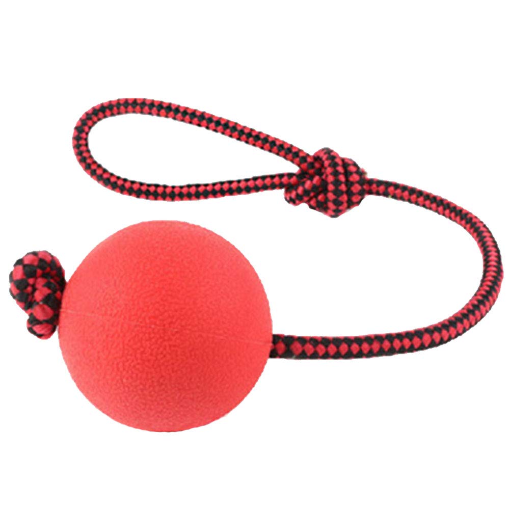 Aisoway Dog Toy Ball with a Rope Reward for Pet Training Playing Chewing Solid Natural Rubber Tooth Cleaning Toys
