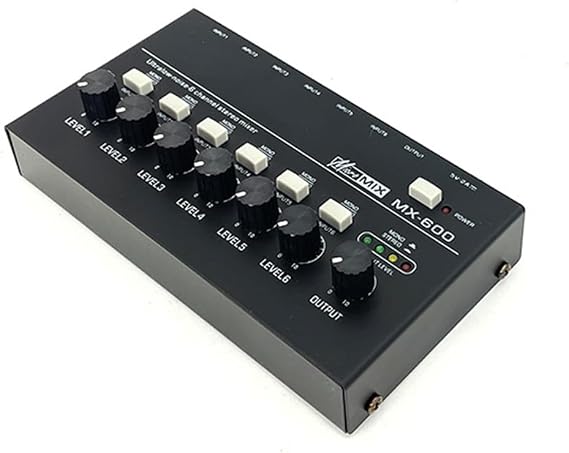 6 Channel Ultra Low Noise Stereo Line Mixer Mini Professional Sound Mixer Power DC5V Easy Operation Audio Mixer