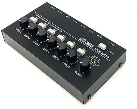6 Channel Ultra Low Noise Stereo Line Mixer Mini Professional Sound Mixer Power DC5V Easy Operation Audio Mixer
