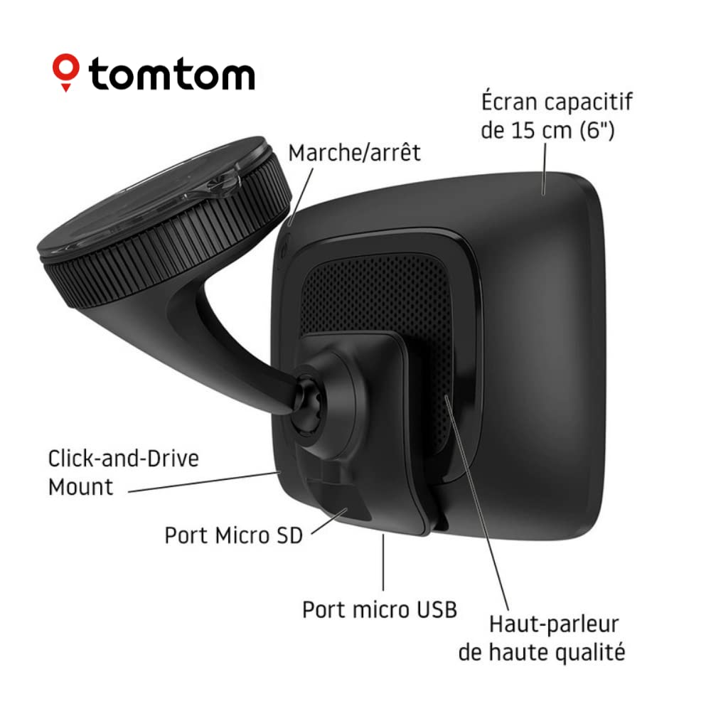 TomTom GPS GO Camper Tour pour Camping-Car et Caravane, écran 6" avec PI pour Camping-Car et Caravane, Mises à Jour Via Wi-FI, TomTom Traffic, Alertes des Zones de Danger et Cartes d'europe