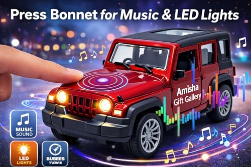 Image of Thar Roxx Metal Light and Sound Toys Car Diecast Toy Car for Kids 1:36 Scale Model Metal Pull Back Sports Car Boys