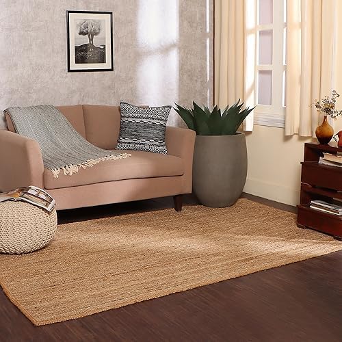 REDEARTH Rectangular Area Rug - Hand Woven Braided 100% Natural Jute - Artisan Made Boho Jute Rugs for Bedroom - Kitchen - Living Room - Farmhouse - Aesthetic Home Decor (5'x8' - Natural)