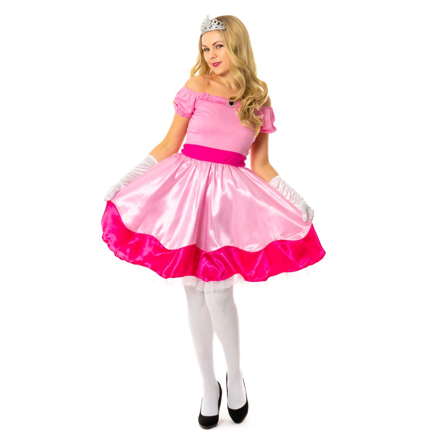 SoWest 90s Princess Fancy Dress Costume for Women – Pink Fairytale Dress with Tiara | Ladies Halloween, Book Day & Party Outfit | Elegant Retro Cosplay Costumes for Adults - S