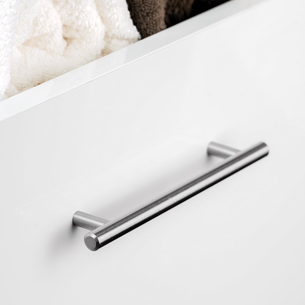 Emuca 9164051 Maniglia per mobile diametro Ø12mm, CC 320mm, Acciaio, Nichel satinato, Set di 10