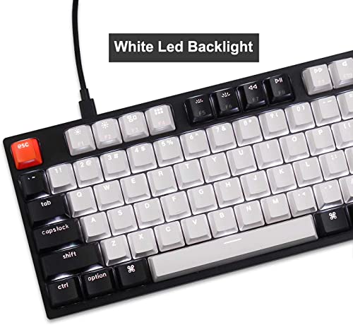 Image of Keychron C1 87 Key Wired Mechanical Keyboard, USB Type-C Cable, Double-Shot ABS Keycaps TKL Mechanical Gaming Keyboard, White Backlit Gateron G Pro Brown Switch for Mac Windows