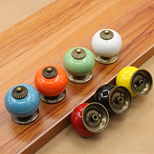 Blu 10 pezzi Maniglie per cassetti per mobili per bambini per bambini Maniglie decorative per cassetti in ceramica a forma rotonda Maniglie per cassetti Maniglie per armadi creativi con viti(Blu)