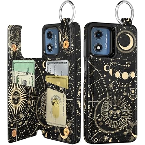 Shorogyt for Moto G Play 2024 Wallet Case with Card Holder - Designer Constellation Pattern Kickstand Magnetic Clasp Back Flip Folio Leather Phone Cases for Moto G Play 2024 for Women Men Girls Cover