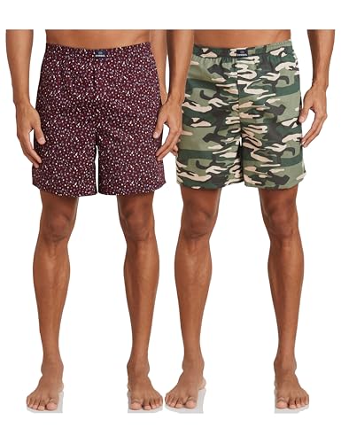 Image of Amazon Brand - Symbol Men's Cotton Printed Boxer Shorts (Combo Pack of 2) Casual | Underwear | Half Pants | Short Pant - Regular Fit with Back Pocket