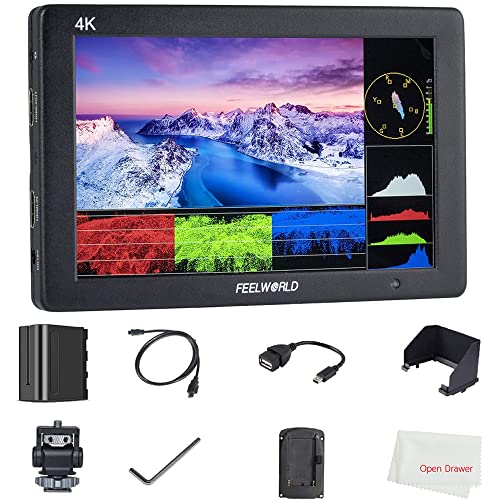 FEELWORLD T7 Plus Monitor, 7 Inch 4K Camera Monitor, 4K HDMI IPS 1920 x 1200 Screen with HD Video Assist 3D LUT Field Monitor with Waveform Histogram Peaking Focus  Colours