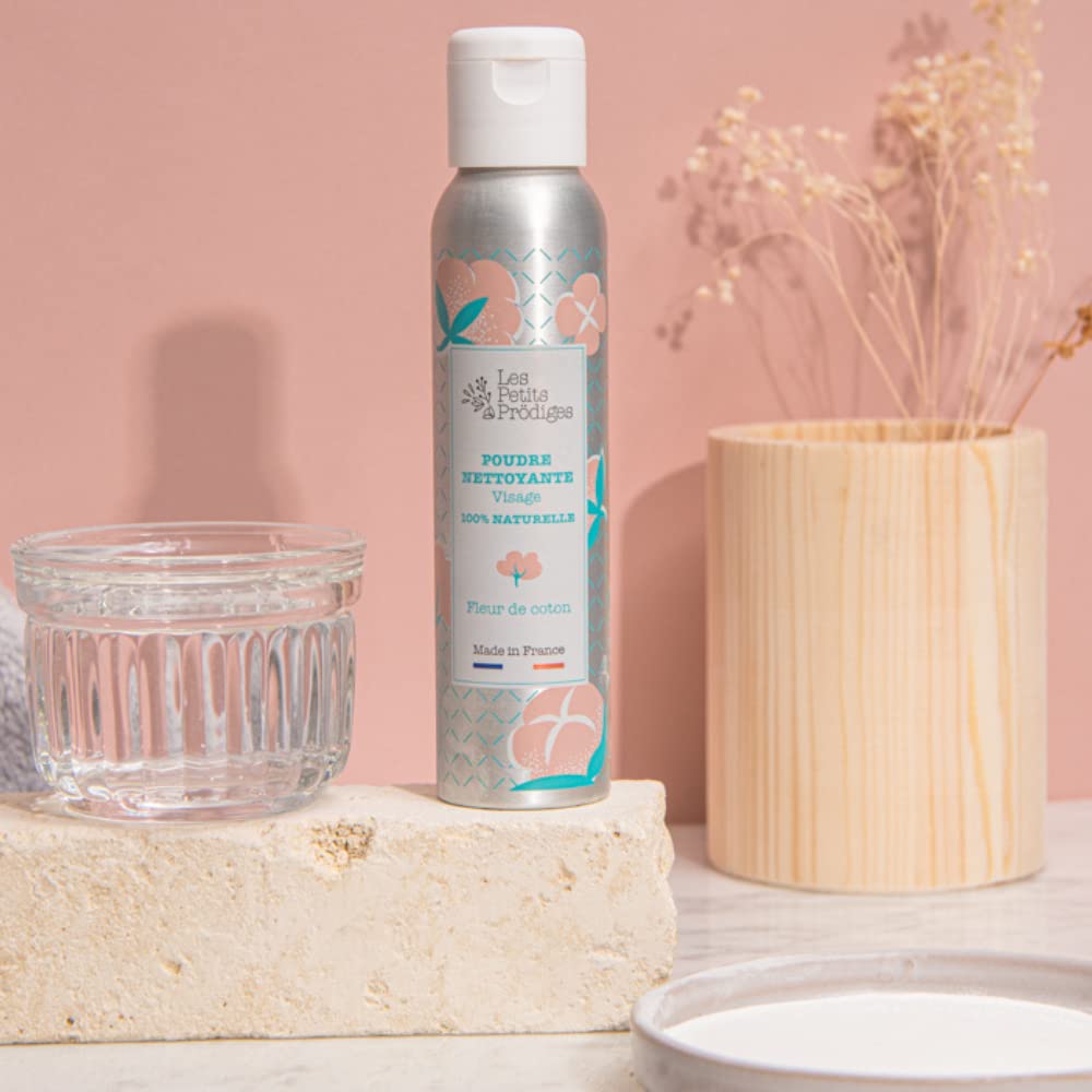 Polvere detergente viso fiore di cotone – 100% naturale senza conservanti – detergente schiumogeno all'acqua – Made in France – non testato su animali – imballaggio riciclabile – Les Petit Prodigies