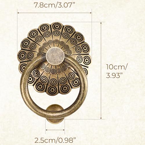 Vintage Door Knocker – Antique Bronze Brass Metal Ring Knocker Pull Fence Handle for Front Door, Gate, Garage, Wooden Furniture Accessories, Farmhouse, Cottage, Castle Entry, Heavy Duty Victorian