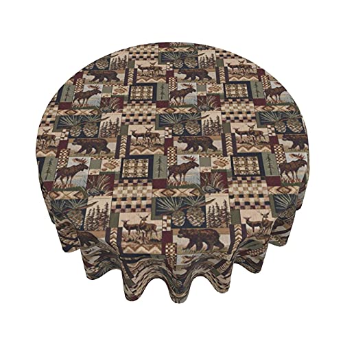 Ewmar Rustic Lodge Bear Round Table Cloth Can Be Washed Polyester Round Table Cloth, Which Is Very Suitable For Buffet Tables, Parties And Picnics - 60 In #TOP2