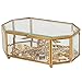 Home Details Octagonal Glass Keepsake Box | Jewelry Organizer | Decorative Accent | Vanity | Table Décor | Wedding Bridal Gift | Jars & Boxes | Gold