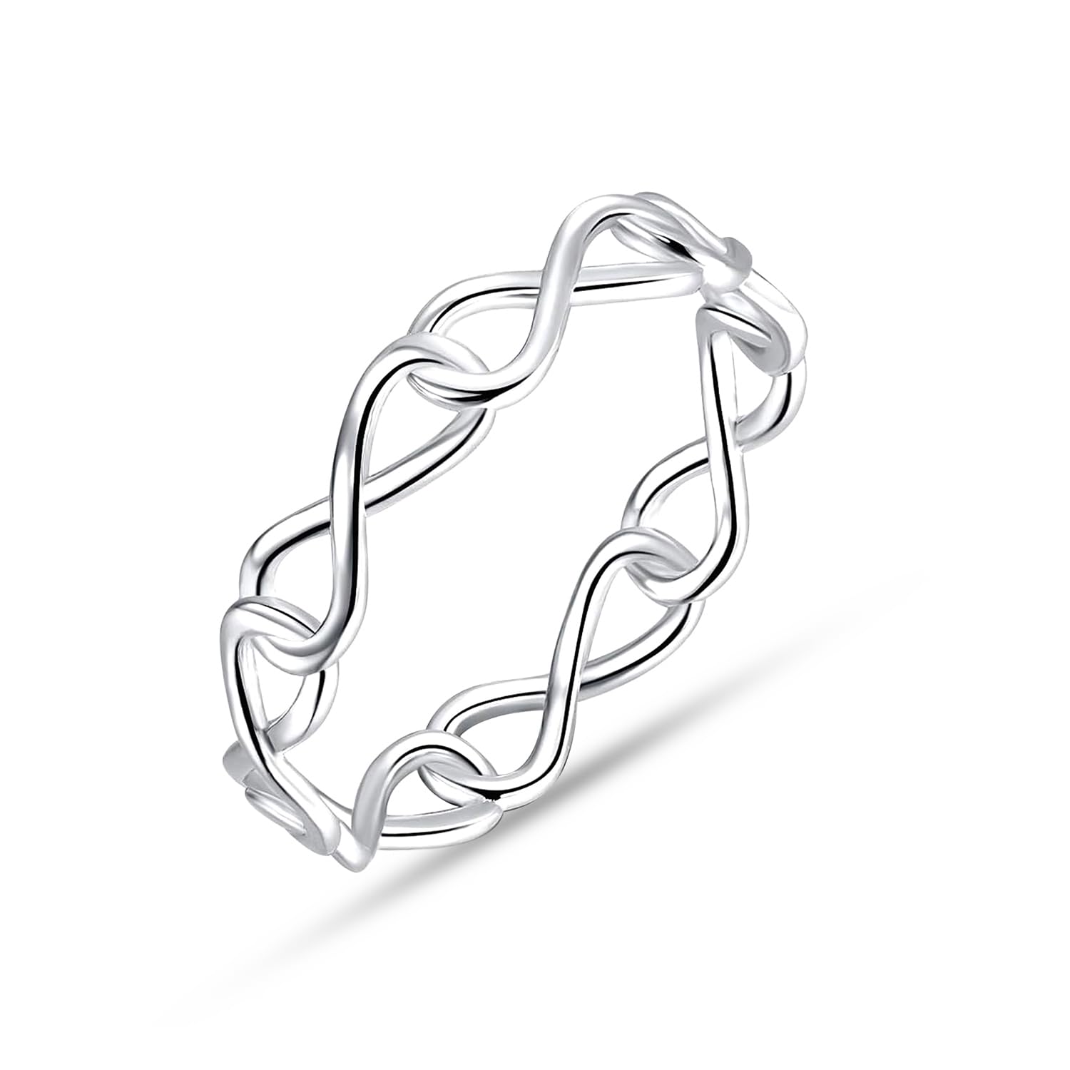 925 Sterling Silver Finger Ring for Women | BIS Hallmarked High Polish Infinity Symbol Statement Wedding Band Engagement Rings | (Ring Size - 6,7,8 No.)-image-9