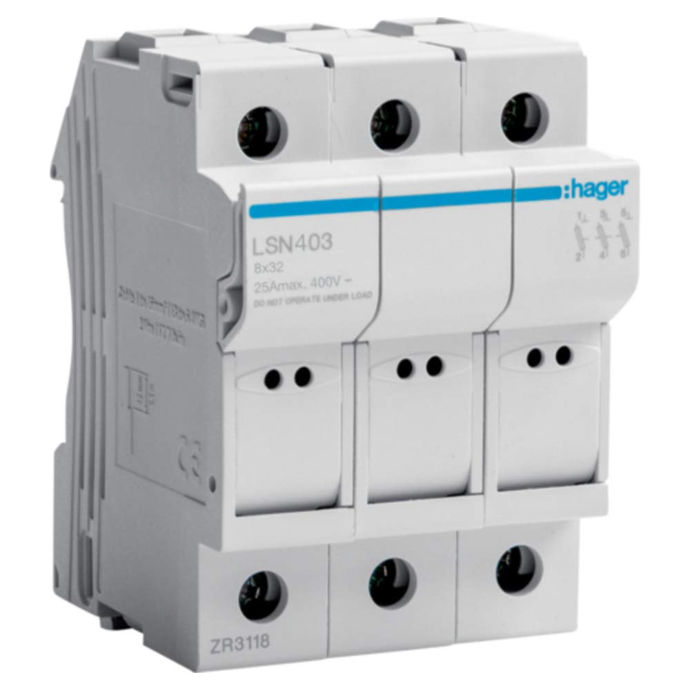Porte-fusible 3P 25A 400V sectionnable L31 avec isolation triphasée