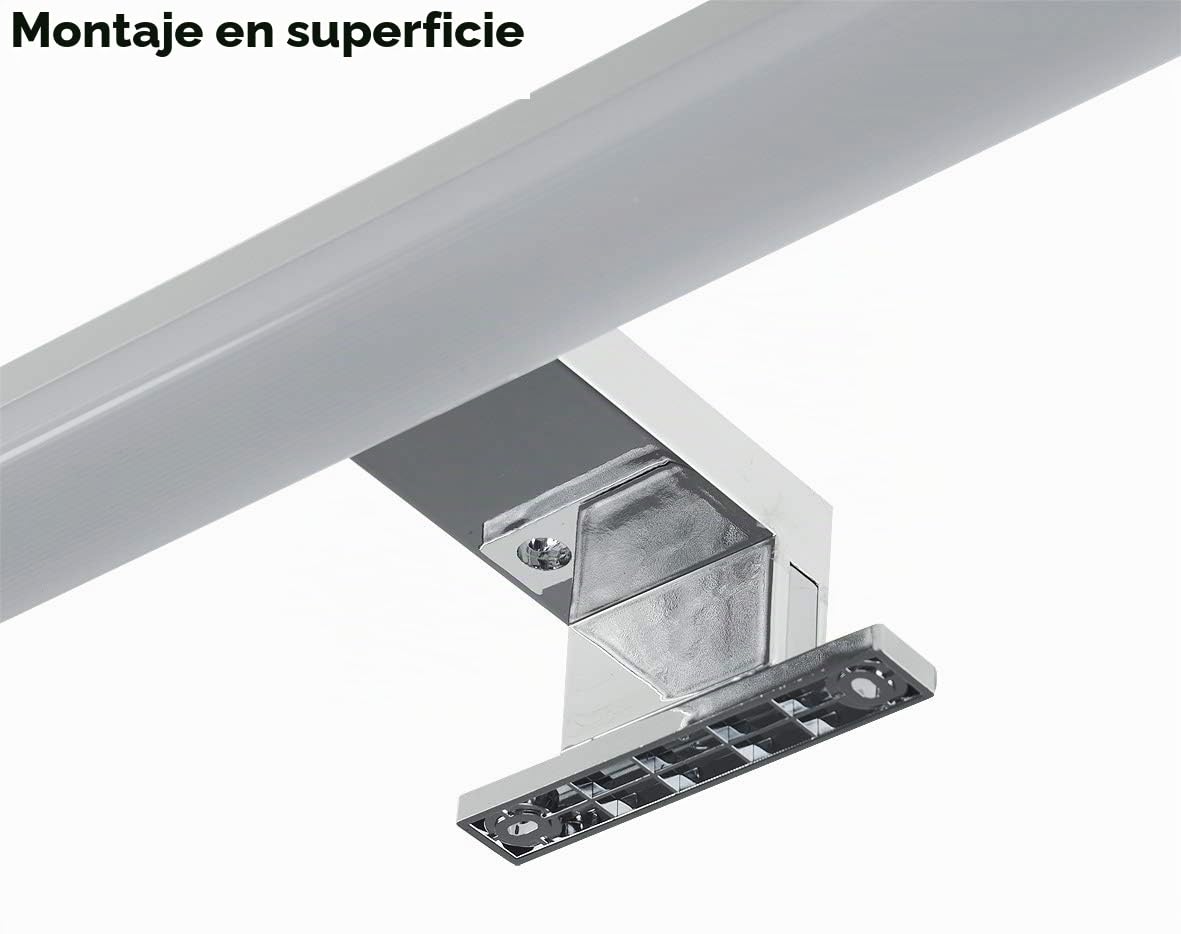 ChiliTec Lámpara LED para espejo de baño, 78 cm, IP44, 230 V, iluminación de baño, 2000 lúmenes, luz blanca neutra, carcasa de aluminio, color plateado