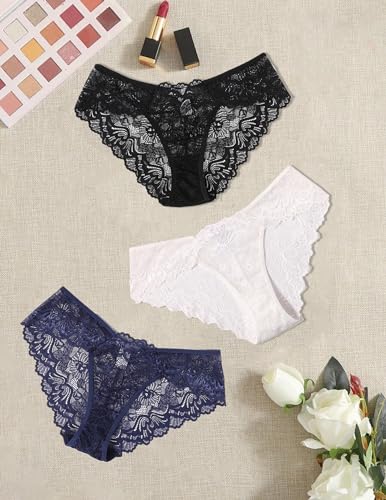 Avidlove Women Sexy Bikini Panties Floral Lace Underpants Sheer Hipster Underwear 6 Packs-1 L thumb #6