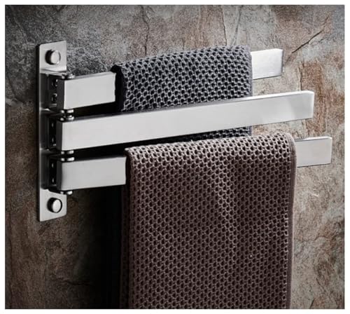Porte-serviette pivotante salle de bain cuisine acier inoxydable chromé 3 barres murales