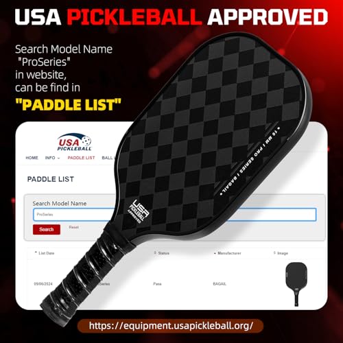 Image of BAGAIL Pickleball Paddles, USAPA Approved Fiberglass Surface Pickleball Set, Lightweight Pickle Ball Rackets with 4 Balls, 1 Bag, Designed in California for Traction and Stability