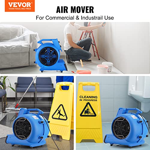 Image of VEVOR Air Mover, 1 /2 HP 2600 CFM Carpet Dryer for Cooling and Ventilating | Portable Floor Blower Fan, 4 Blowing Angles and Time Function, Adjustable Blow Angle for Janitorial, Home, Commercial Use,