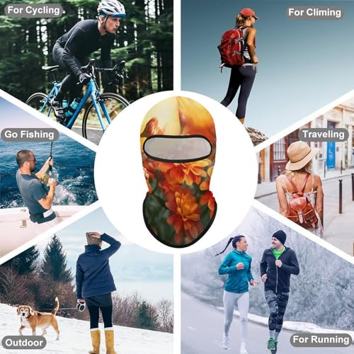 Balaclava para hombre y mujer, máscara para esquí con diseño floral de otoño, cubre rostro completo, ideal para ciclismo miniatura 6