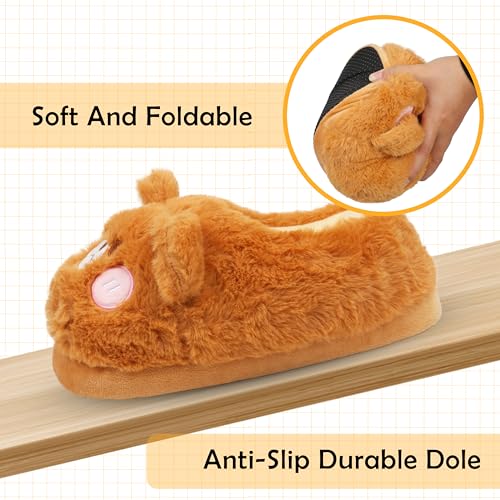 Image of Women Animal Slippers Cute Plush House Shoes Warm Novelty Cartoon Slippers Gifts for Birthday Christmas