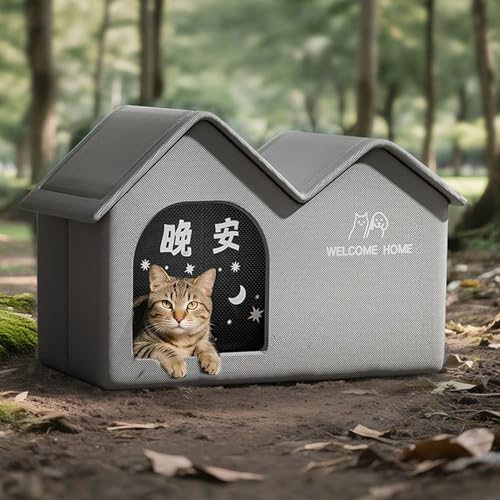 Casa para gatos de exterior impermeable plegable para invierno 8