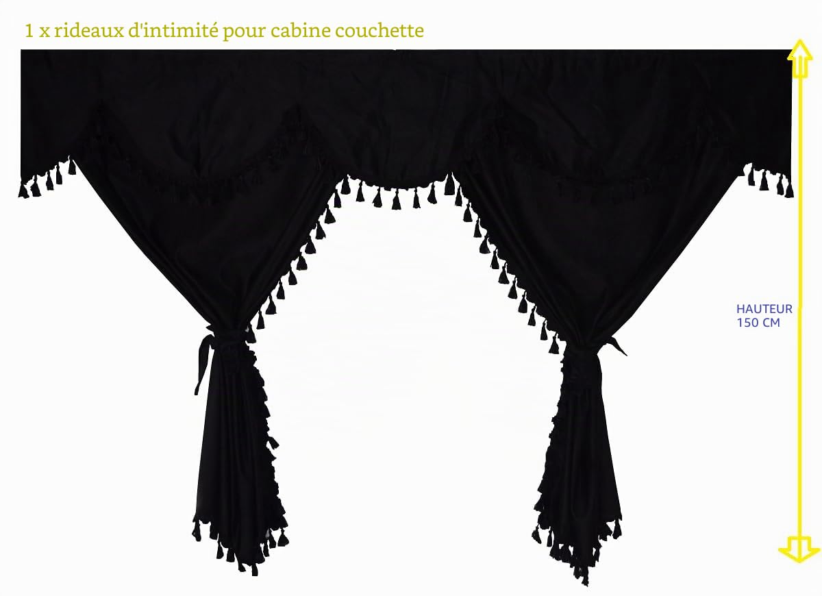 Ensemble complet de rideaux noirs avec pattes noires pour DAF Volvo Scania Man Mercedes Renault