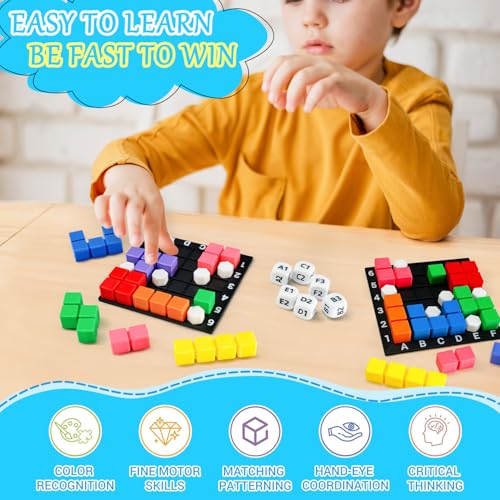 STEM Puzzle Game The Brain Square with 160000+ Solutions Pattern Matching Blocks Brain Teaser Toy Roll Dice & Race Your Opponent to Fill Grid Travel Game for Kids & Teens Back to School Birthday Gift - Image 3