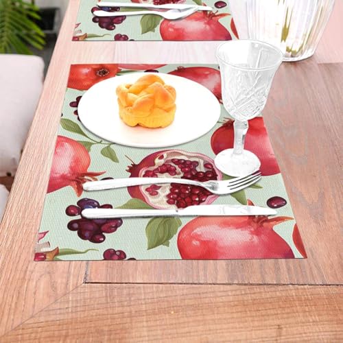Set de table rectangulaire en PVC tissé motif grenade résistant pour repas - 8