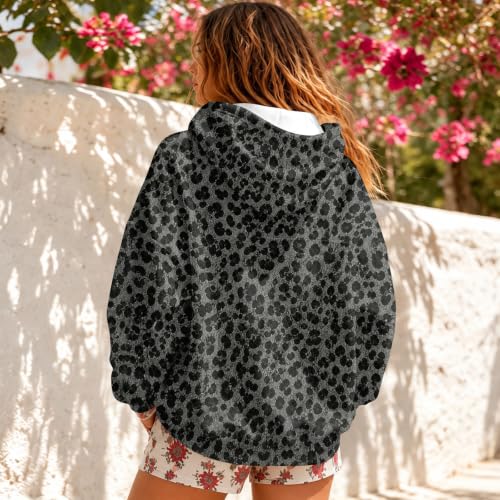 Half Zip Pullover Women Oversized Loose Cheetah Pattern Casual Sweatshirt - image 6