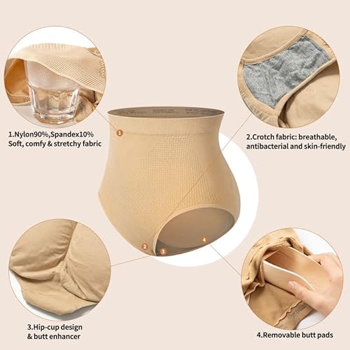 Shaperin Womens Butt Lifter Padded Panties High Waist Hip Enhancer Briefs Seamless Tummy Control Body Shaper Underwear (Small,Nude) #TOP3