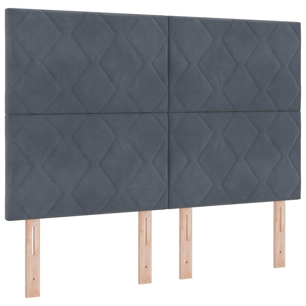 Cabecero de cama 144 × 7 × 128 cm, gris oscuro, altura 118/128 cm, acolchado, de pino/madera derivada de la madera, respaldo de cama