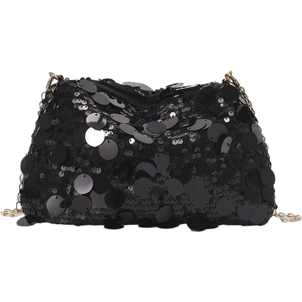 Luxylei Sequin Shoulder Bag Large Capacity Chain Underarm Bag Phone Crossbody Bag Female Handbag Bag for Evening Party