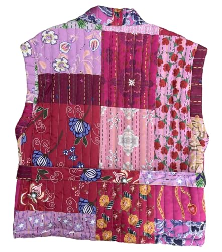 Womens Floral Print Puffer Vest Vintage Sleeveless Quilted Jacket Lightweight Open Front Padded Gilet Cardigan Coat2