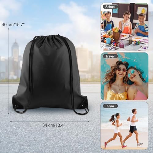 Image of KUUQA 2 Pcs Drawstring Backpack Bags Bulk Sports Cinch Sack String Backpack Storage Bags for Gym Traveling(Black, Red)
