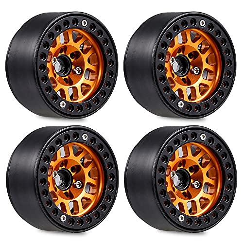 Jante 1.9 crawler 1/10 roue métal beadlock orange pour Axial SCX10 90046 TRX-4