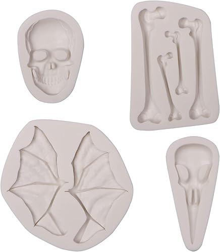 Miniatura 9 de Moldes de silicona para fondant de calavera y huesos, alas de murciélago de Halloween, moldes de chocolate para decoración de pasteles, dulces,