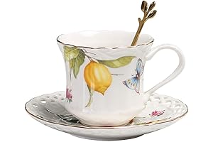 Sizikato Porcelain Tea Set with Golden Spoon: The Epitome of Elegance for...